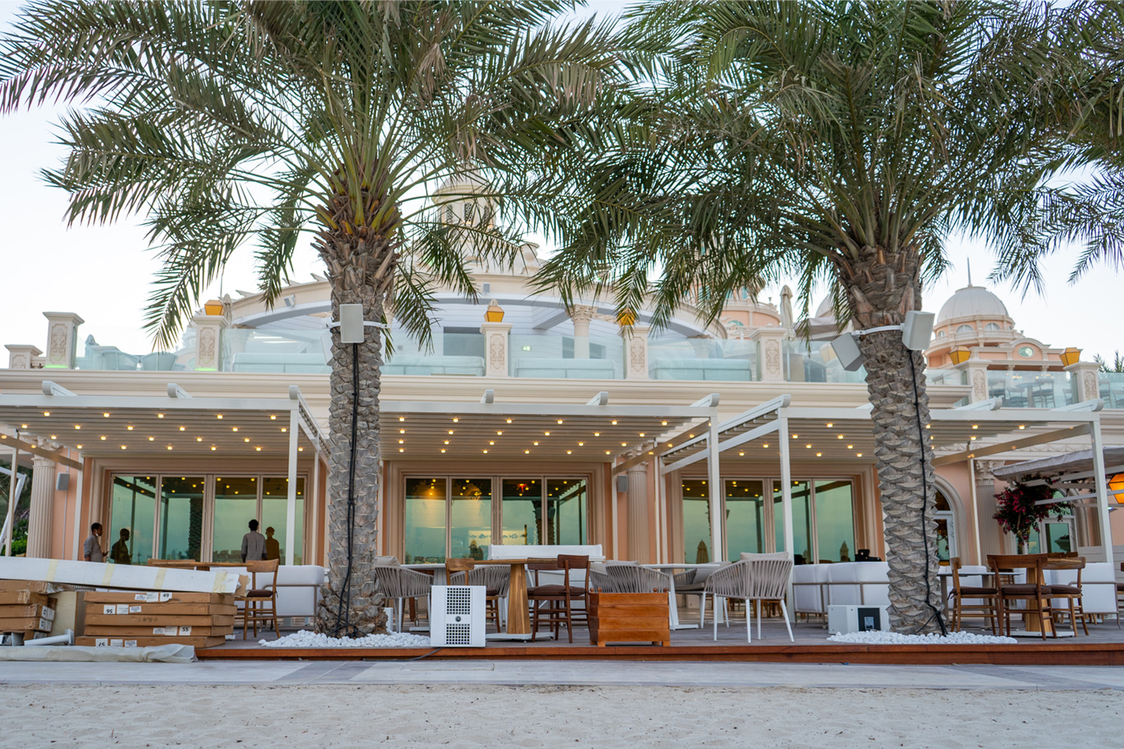 Raffles The Palm Dubai: Fabric Pergolas with Tilted Roof