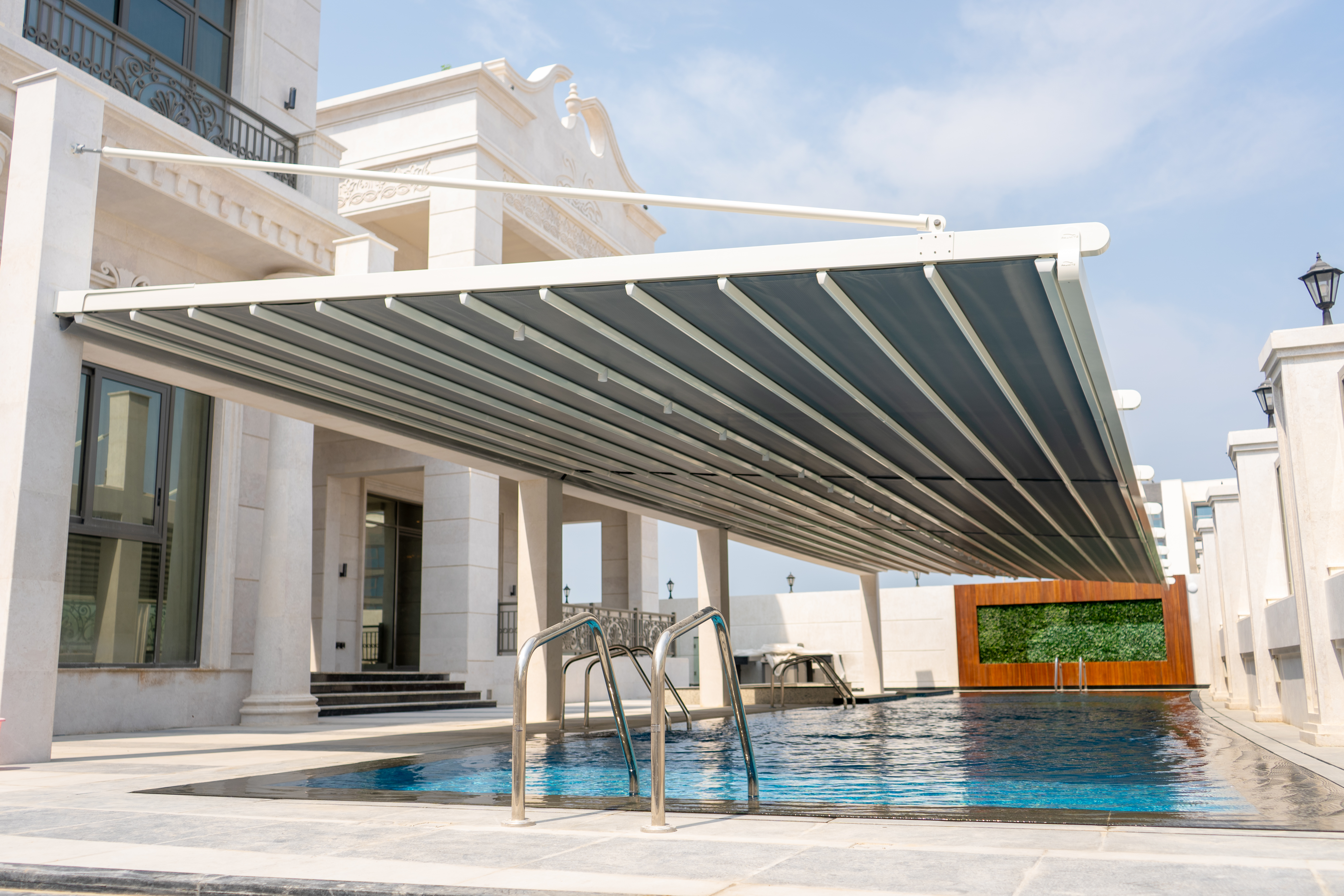 Stunning Fabric Pergola with Rounded Roof for Jumeirah Villa Swimming Pool
